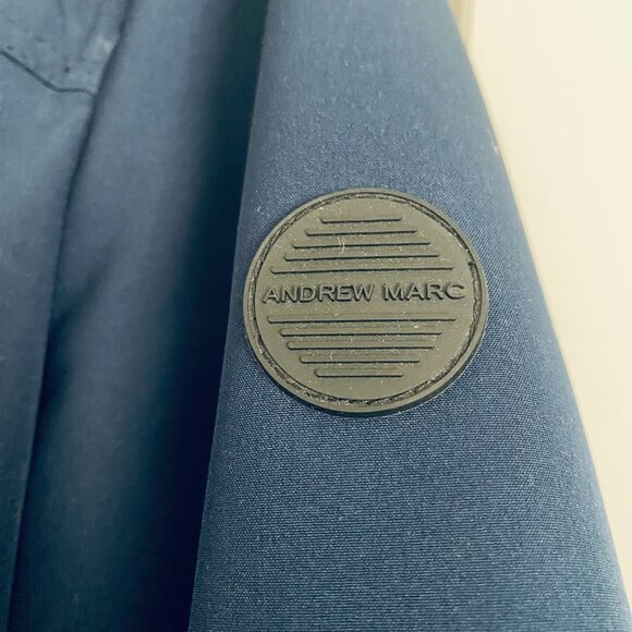 ANDREW MARC WOMEN MEN WATER REPELLENT NAVY BLUE HOODED WARM JACKET SIZE M - Picture 6 of 7